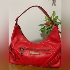 Frye & Co. Tinsley Buckle Baguette Crescent Bag in Red Zip Top Western